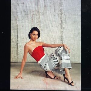 DAM FASHIONS Red/Black Stripe Jumpsuit with pockets